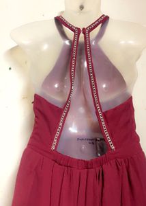Burgundy Halter Maxi Dress