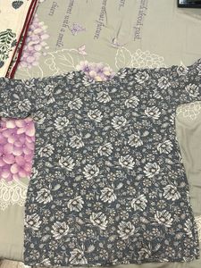 Floral Print short Kurta - with mini gift (free)