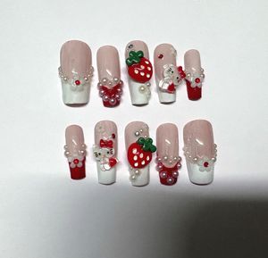 Kawaii Strawberry Hello Kitty Press-On Nails