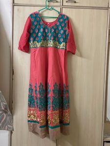 Designer Kurta with Teal and Gold Embellishments