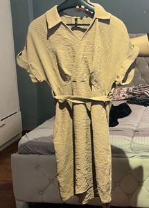 Beige Tan BodyHug Wrap Dress