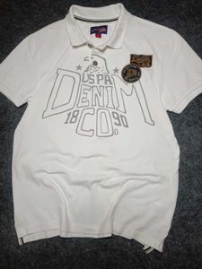 USPA Denim Co. White Polo Shirt