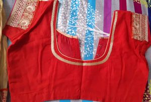 Heavy Cream And Red Color Combination Saree