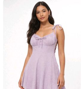 Lavender Mini Dress with Lace-Up Back