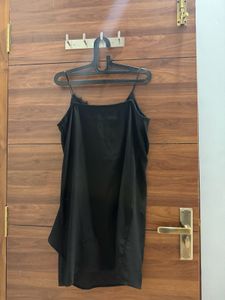 Elegant Black Satin Slip Dress