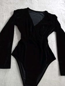 Elegant Black Velvet Bodysuit
