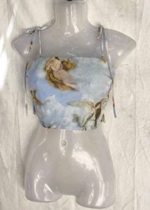 7145. Artistic Angel Print Crop Top