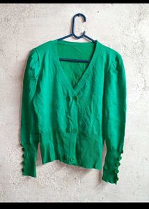 Light Pink Ribbed Button-Up Cardigan