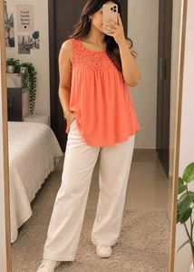 🔥BUY 1, GET 1 FREE🔥Coral Crochet Neck Tank Top
