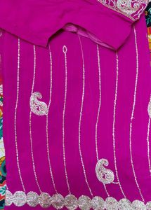 Magenta Saree with Silver Embroidery