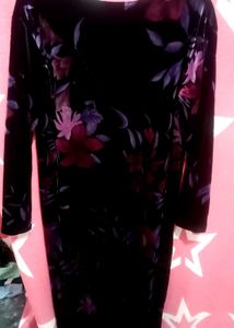 Velvet Floral Print Dress