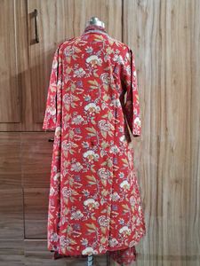 Red Floral Print Kurta Set