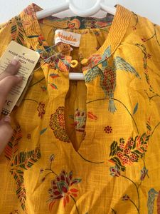 Vibrant Yellow Floral Print Kurta