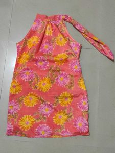 Floral Print Halter Neck Dress