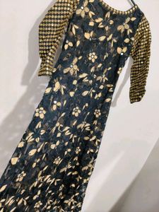 Elegant Black & Gold Embroidered Gown
