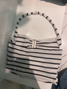 Striped Cropped halter neck top M