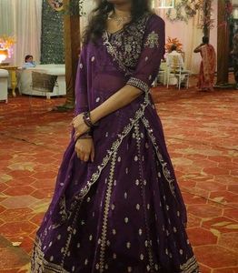 Stunning Purple Embroidered Lehenga Choli Set