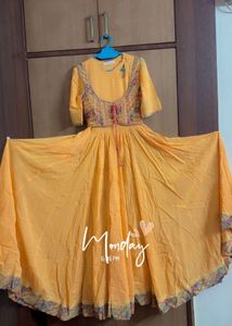 Vibrant Yellow Embroidered Ethnic Gown