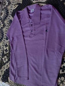 Stylish Lavender Textured Slim Fit Polo T-Shirt