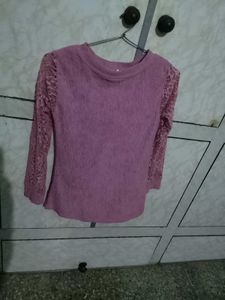 girl's Pink Lace Sleeve Top