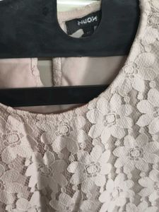 Lace Floral Crop Top Peach Pinkish