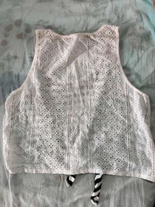 Striped Tie-Front Crop Top