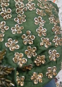 green kurta Embroidery &amp; jardozi work.