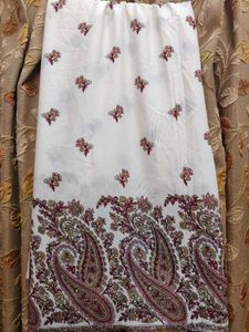 Cream Paisley Print Dress Material