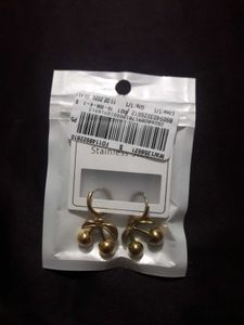 Women Gold Cherry Shaped Charm Hoop Earrings