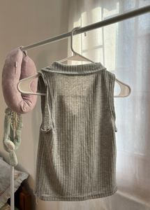 Grey Collar Top