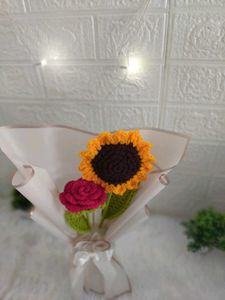 Crochet Sunflower & Rose Bouquet