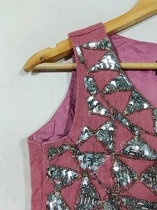 Diwaah Peach Embroidered Crop Top (Women)