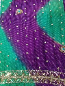 Embellished Purple &amp; Green Saree