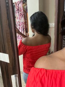 Orange Off Shoulder Top