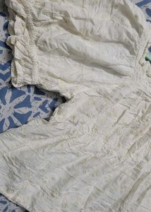 Cream Embroidered Square Neck Top