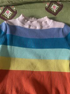 Rainbow Striped Knit Top