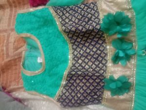 nice peacock green   new dress for 8to 10 years girls