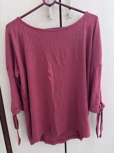 Chic Ribbed Top with Tie Sleeves