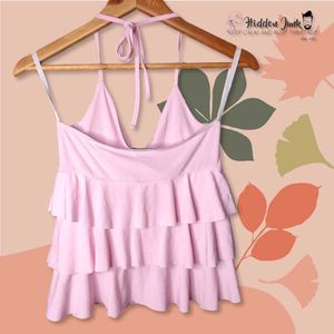 Cute Pink Ruffled Halter Top