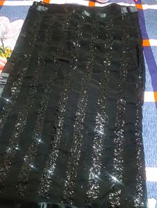 Elegant Black Sequined Saree