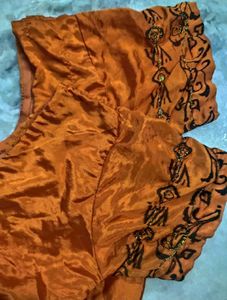 orange pure crape silk Blouse