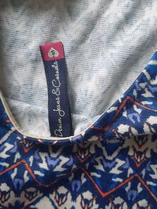 Blue &amp; White Printed Sleeveless Dress