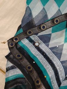 Elegant Teal and Black Saree