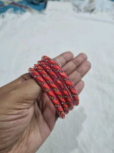 Set of 8 Red and Maroon Bangles with Embellishment