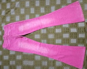 Vibrant Pink Flare Corduroy Pants