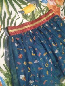 Cute Blue Tulle Skirt with Fun Prints