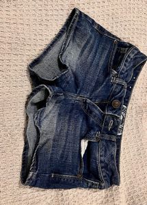 Vintage 2000s Acid Blue Denim Low-Waist Shorts
