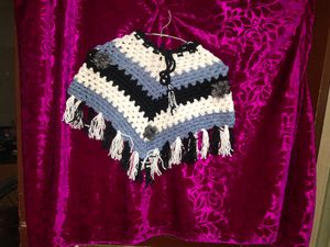 Kids Grey Multi Winter Handknit Crochet Poncho 0-18 Months