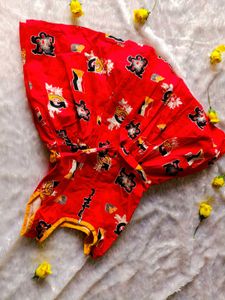Red Printed Kids Fancy Dress / Frock – 2-3 yrs