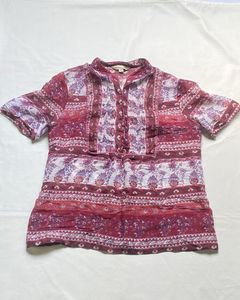 Boho Print Button-Up Blouse